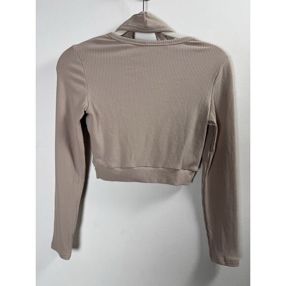 Cider Long Sleeve Rib Knit Crop Top Coquette Sexy Unique Buckle Streetwear XS - Picture 5 of 6